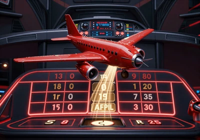 Aviator Crash-Game mit rotem Flugzeug und steigender Multiplikator-Kurve